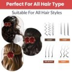 TEMPERIA (2pcs) Hair Accessories For Women & Girls - Stylish Red Rose, Pollen Artificial Flowers Bun Juda Clips for Style & Decoration - Bridal Brooch & Braid for Hairstyle of Bride, Wedding & Party - Fast Shipping to USA & Canada - Image 6