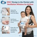 Kids Station Baby Carrier with 9 Carry Positions, Patented Design, Made of 100% Cotton, NO POLYESTER , Designed for Indian Environment with VENTILATION WINDOW Baby Carrier with Hip seat for 6 to 24 Months Baby, Adjustable New-Born to Toddler Carrier (Grey, All in One Hip Seat) - Fast Shipping to USA & Canada - Image 6