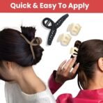 TEMPERIA (9pcs) Hair Claw Clips & Rubbers Set for Women & Girls - Clutcher Clutches Large Claw Clips Accessories - Stylish, Fashional (Random Colors) (6 Rubbers, 1 Claw Clip & 2 Small Clutch) - (MN01) - Fast Shipping to USA & Canada - Image 5