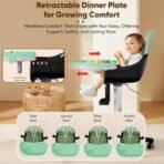 StarAndDaisy Little Nest Baby High Chair/Study Chair/Multifunctions Baby Chair for 6 Months to 6 Years Girls & Boys, Height Adjustable, Detachable Tray & One-Hand Adjustable - Green - Fast Shipping to USA & Canada - Image 4