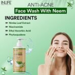 INLIFE Anti Acne Face Wash 250ml - Neem, Niacinamide & Phytosqualane - Fast Shipping to USA & Canada - Image 4