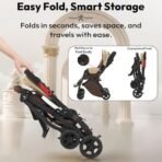 StarAndDaisy Foldable Stroller for Baby 0-3 Years Infant & Toddler / Travel Pram for Baby with Adjustable Canopy & Lockable Wheels, Multi-Level Recline & Adjustable Footrest, Removable Tray , Safety Harness Belt - Brown - Fast Shipping to USA & Canada - Image 7