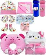 First Kick New Born Baby Gift Set Combo Pack for Baby Boys and Baby Girls Pack of 11 Pcs,Pink - Fast Shipping to USA & Canada - Image 2
