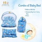 Infantbond Born Baby Bed with Net & Carry Bag (Blue Teddy) ? Fast Shipping to USA & Canada - Image 3