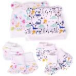 a baby cherry 100% Organic Cotton Baby Caps for Born 0-3 Months | Cap Mittens and Booties Set for New Born Baby | Soft & Comfortable Unisex Baby Accessories for Boys & Girls| set of 2 - Fast Shipping to USA & Canada - Image 2