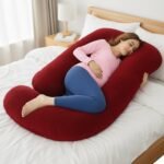 StarAndDaisy Pregnancy Pillow for Women/Baby Maternity Pillow for Sleeping J Shape for Mothers/Pregnancy Pillows for Back, Belly, Legs & Hip Support, Nursing & Maternity Pillow -Maroon - Fast Shipping to USA & Canada