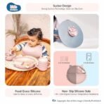 Kids Station 6 Piece BPA-Free Cat Shaped Silicone Baby Feeding Set - Baby Bib - Plate - Fork - Sipper - Spoon and Bowl - Microwave Safe - Unbreakable Eco-Friendly - Organic & Natural (Pink) - Fast Shipping to USA & Canada - Image 4