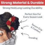 TEMPERIA (1pc) Hair Accessories For Women & Girls Stylish for Wedding - Artificial Flowers & Pearl Style Juda Bun Accessories - Floral Bridal Brooch & Hair Pins - Hairstyle Decoration Bride Clips - Fast Shipping to USA & Canada - Image 4