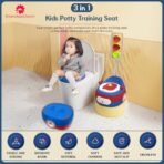 StarAndDaisy Plastic Potty Seat For Kids 1-5 Years / 3-In-1 Baby Toilet Training Seat With Anti-Skip Pads, Removable Potty Pot, Potty Training Seat For Baby & Kids. (Blue-Red) - Fast Shipping to USA & Canada - Image 4