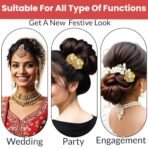 TEMPERIA (2 pcs) U Pin Hair Accessories For Women & Girls - Artificial Flowers Bun Juda Bridal Pins for Hairstyle & Decoration - Pins & Clips for Style of Bride - Gold (MN01) - Fast Shipping to USA & Canada - Image 7