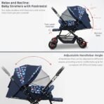 StarAndDaisy Lightweight Stroller for Boys 0-3 Years - Pram With 3-Point Safety Harness, Adjustable Backrest, 360? Swivel Wheel, Square Print, Blue - Fast Shipping to USA & Canada - Image 5