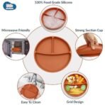 Kids Station 3 Piece BPA-Free Silicone Baby Feeding Set - Baby Plate - Spoon and Bowl - Make Mealtime Fun - Microwave Safe - Unbreakable Eco-Friendly - Organic & Natural (Plate (Set of 3), Orange) - Fast Shipping to USA & Canada - Image 7