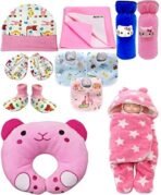 First Kick New Born Baby Gift Set Combo Pack,Pink for Baby Boys and Baby Girls Pack of 11 - Fast Shipping to USA & Canada - Image 2