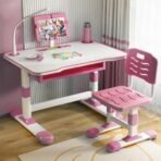 StarAndDaisy Kids Functional Desk and Chair Set, Height Adjustable Children School Study Table with, Bookholder Slot, LED Lamp, Storage for Boys Girls 4-12 Years. (K80-Pink+) - Fast Shipping to USA & Canada - Image 2