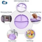 Kids Station 3 Piece BPA-Free Silicone Baby Feeding Set - Baby Plate - Spoon and Bowl - Make Mealtime Fun - Microwave Safe - Unbreakable Eco-Friendly - Organic & Natural (Plate (Set of 3), Purple) - Fast Shipping to USA & Canada - Image 7