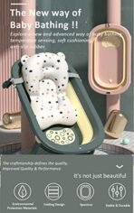 StarAndDaisy Foldable Infant Bath Tub with Smart Temperature Indication Meter, Collapsible Newborn Toddler Folding Bathing Support Bathtub with Soft Cushion for 0-3 Years Baby (Green) - Fast Shipping to USA & Canada - Image 4