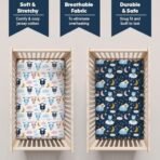 A Baby Cherry Fitted Crib Sheet 100% Organic Jersey Cotton 125 * 65CM, 2 Pack Super Soft and Cozy Crib Cover Set for Toddler Mattress, Crib Bedsheet for Boys & Girls - Fast Shipping to USA & Canada - Image 6