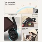 StarAndDaisy Foldable Stroller for Baby 0-3 Years Infant & Toddler / Travel Pram for Baby with Adjustable Canopy & Lockable Wheels, Multi-Level Recline & Adjustable Footrest, Removable Tray , Safety Harness Belt - Brown - Fast Shipping to USA & Canada - Image 4