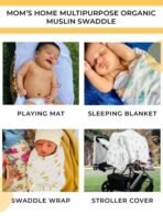 MOM'S HOME Organic Muslin Cotton Baby Swaddle Blanket (Multicolour, Large Size, 100 x 100 cm) - Pack of 2 - Fast Shipping to USA & Canada - Image 4