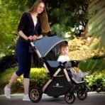 StarAndDaisy Baby Strollers / Pram For 0-3 Years Girl & Boy With Foldable Design, Food Tray, 4 Wheel Suspension, Adjustable Seat, 5 Point Safety Belt, Light Weight & Convenient (Blue) - Fast Shipping to USA & Canada - Image 3