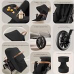 StarAndDaisy Baby Stroller for 0-3 years Newborn & Toddler / Travel Pram for Baby with foldable 360? Swivel Lockable Front Wheels, Multi-Level Recline & Adjustable Footrest , Removable Tray , Safety Harness Belt (Black) - Fast Shipping to USA & Canada - Image 4