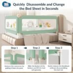 Kids Station Comfy Baby Bed Rail Guard for Baby & Toddler Safety ? Foldable & Portable, 28-Level Adjustable Height ? 6.6ft x 6ft (200x180cm), 2 Side Fence ? Made in India (Green, Basic) - Fast Shipping to USA & Canada - Image 7