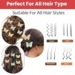 Hair Accessories For Women Stylish for Wedding & Parties - Hair Pins for Women & Girls - Butterfly Hair Style Bridal Braid & Brooch for Juda Bun - Hairstyle Decoration Bride Clips - Pack of 6 - Fast Shipping to USA & Canada - Image 6