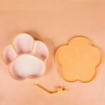 StarAndDaisy Silicone Baby Suction Plate with Lid ? Toddler Feeding Dish, BPA-Free Baby Dinnerware, Non-Slip Weaning Plate for Babies & Toddlers -Peach - Fast Shipping to USA & Canada