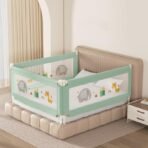 Kids Station Baby Bed Rail Guard ? 6ft x 2.6ft (180x80cm) ? Foldable Rails for Newborns, Adjustable Height, Patented, Made in India ? King Size Bed (6ftx6ftx6ft or 180cmx180cmx180cm, Green, Basic) - Fast Shipping to USA & Canada