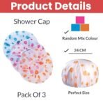 TEMPERIA (3 Pcs) Shower Cap for Women & Men - Reusable, Hair Mask Head Cover Bathing Caps - Waterproof, Elastic Free-Size - for Spa, Salon & Bathroom - Lightweight & Comfortable (Random Colors) - Fast Shipping to USA & Canada - Image 3