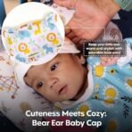 a baby cherry 100% Organic Cotton Newborn Cap 0-3 Months | Soft & Breathable Baby Headwear for Baby Boy & Girl Set of 2 (Multicolour) - Fast Shipping to USA & Canada - Image 4