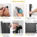 A Baby Cherry - Baby Saftey Gate Retractable | Stairs & Pet Safety | Wide Mesh Gate 33" Tall | Expandable 55" | Indoor/Outdoor, Childproof Auto Lock (Black) - Fast Shipping to USA & Canada - Image 6