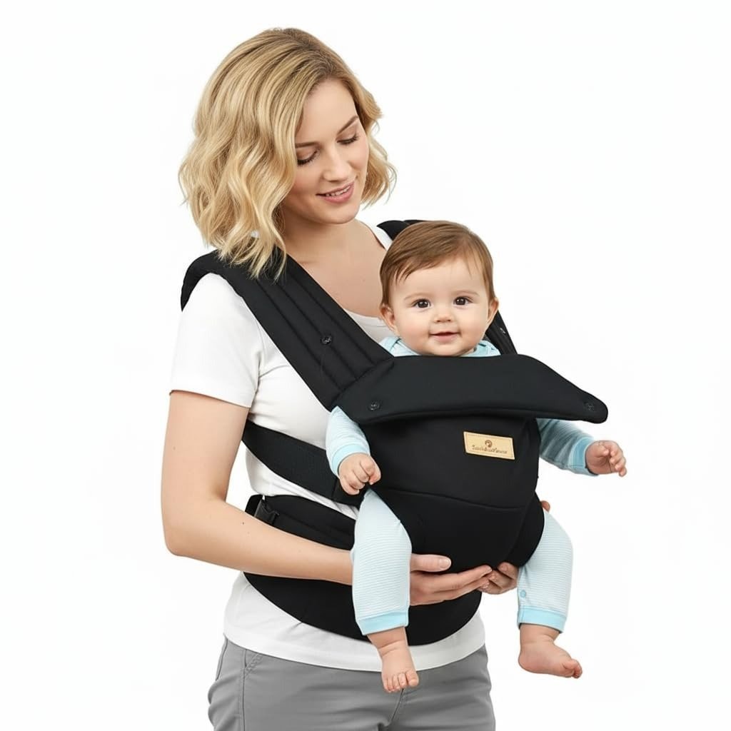 51bBjZyI-L.jpg StarAndDaisy Baby Carrier with Adjustable Height and Waist Strap, M-Shaped Hip Seat Design, Storage Pocket, Breathable Fabric, Comfortable Baby Carrier for Newborns, Infants & Toddlers -Black - Fast Shipping to USA & Canada - Image 1