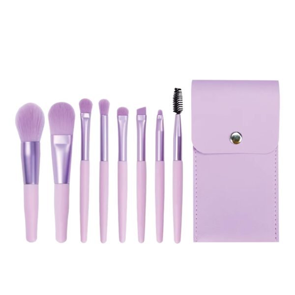 TEMPERIA (Pack of 8) Small Size Makeup Brush Set - Soft Bristles Make Up Brushes Sets Kit for Foundation, Concealers, Eyeshadow, Blush, Compact Face Powder, Highlighter, Contour, Blending Eye Liner - With Pouch (Random Colors) - Fast Shipping to USA & Canada