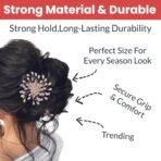 TEMPERIA Hair Accessories For Women & Girls Stylish for Wedding - Artificial Flowers & Pearl Style Juda Bun Accessories - Floral Bridal Brooch & Hair Pins - Hairstyle Decoration Bride Clips (MN12) - Fast Shipping to USA & Canada - Image 4