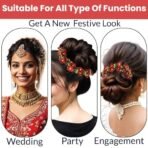 Temperia Hair Accessories For Women's & Girls -Stylish Red Rose Artificial Flowers Bun Juda Bridal Brooch & Braid For Hairstyle & Decoration - Pins & Clips For Style Of Bride, Wedding & Party (Mn106) - Fast Shipping to USA & Canada - Image 7