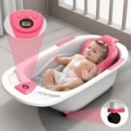 StarAndDaisy Baby Bath Tub for 0 to 5 Years/Bath Tub for Kids 0-3 Years/Infants Bathtub with Temperature Censor & Baby Bath Seat/Sling, Antislip Baby Bath Tub with Bath Chair (Pink) - Fast Shipping to USA & Canada - Image 3