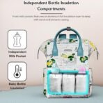 StarAndDaisy Baby Diaper Bag for Mother Travel/Diaper Bags for Mother for Travel with Laptop Pocket, Multi Compartments, Insulated Bottle Pockets, Waterproof, Ultra soft fabric - White Green - Fast Shipping to USA & Canada - Image 5