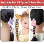 TEMPERIA (Pack of 2) Fancy Stylish Telephone Wire Hair Rubber Band for Girls, Kids - Colorful Braided Spiral Hair Ties - Cute Cartoon Ponytail Holder Elastic Hair Accessories (Random Colors & Designs) - Fast Shipping to USA & Canada - Image 7