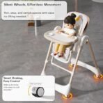 StarAndDaisy Galaxy 2 in1 Rocking Baby High Chair for Boys and Girls Dining Chair 4 Level Reclining Position, Adjustable Height, Locking Wheels, 5 Point Safety Belt (White) - Fast Shipping to USA & Canada - Image 6