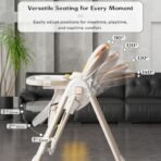 StarAndDaisy Galaxy 2 in1 Rocking Baby High Chair for Boys and Girls Dining Chair 4 Level Reclining Position, Adjustable Height, Locking Wheels, 5 Point Safety Belt (White) - Fast Shipping to USA & Canada - Image 5