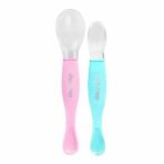 1st Step Dual Ended BPA Free Silicone Spoon Set (Pink) - Fast Shipping to USA & Canada