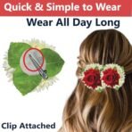 TEMPERIA (2pcs) Hair Accessories For Women & Girls - Stylish Red Rose & Mogra Artificial Flowers Bun Juda Pins & Clips for Decoration - Bridal Brooch & Braid for Hairstyle of Bride, Wedding & Party - Fast Shipping to USA & Canada - Image 5