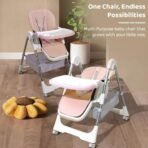 StarAndDaisy Galaxy Star High Chair For Baby Girls & Boys,Multifunction 6 In 1 Feeding Chair With Height Adjustment,One Click Fold,Detachble Food Tray,Reclining Seat 6 Months To 5 Years Kids(Pink) - Fast Shipping to USA & Canada - Image 6
