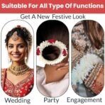 Temperia (2 Pcs) Scented Mogra Gajra Hair Accessories For Women & Girls - Hair Flower Bun Artificial Fake Gajra Scrunchies Rubber Band - Premium & Voluminous, 1 Pc Red Petals & 1 Pc White - Fast Shipping to USA & Canada - Image 7