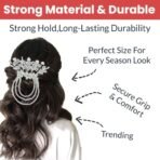 TEMPERIA (1pc) Hair Accessories For Women's & Girls - Stylish Artificial Flowers & Crystal Pearls Bun Juda Bridal Brooch for Hairstyle & Decoration - Pins & Clips for Style of Bride - White - Fast Shipping to USA & Canada - Image 4