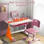 StarAndDaisy Kids Functional Desk and Chair Set, Height Adjustable Children School Study Table with, Bookholder Slot, LED Lamp, Storage for Boys Girls 4-12 Years. (K80-Pink+) - Fast Shipping to USA & Canada - Image 6