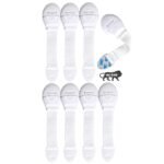 Kids Station Baby Safety Nylon Drawer Locks - Strong and Adhesive Child / Toddler / Infants Safety Locks for Drawers, Cabinets, Fridge and Cupboard - Baby Proofing Product - With 3M Adhesive Tape - Pack of 8 (White) - Fast Shipping to USA & Canada