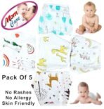 MOM CARE Muslin Cloth Nappies For Newborn Baby,Reusable Diapers, Cotton Langots, U Shaped Double Layer Padded Extra Soft Nappy(Pack of 5) (0-3 Months) - Fast Shipping to USA & Canada - Image 3