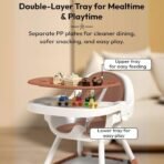 StarAndDaisy High Chair for Baby/Baby Feeding Chair for 0 to 5 Years with 5 Point Safety Belt/High Chair with Seat Recline, Height Adjustable & Detachable Tray with Wheel -Brown - Fast Shipping to USA & Canada - Image 4